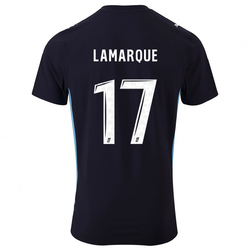 Danxen Børn Alais Lamarque #17 Sort Himmelblå Udebane Spillertrøjer 2025/26 Trøje T-Shirt
