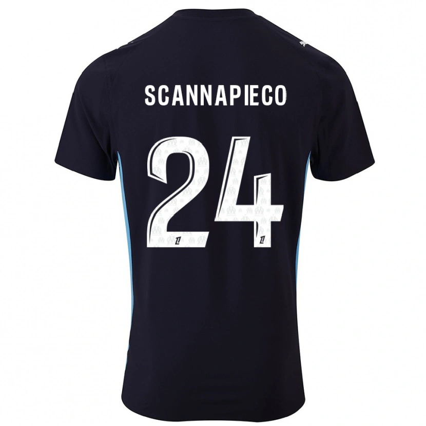 Danxen Børn Dona Scannapieco #24 Sort Himmelblå Udebane Spillertrøjer 2025/26 Trøje T-Shirt