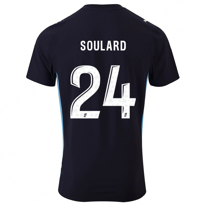 Danxen Børn Amandine Soulard #24 Sort Himmelblå Udebane Spillertrøjer 2025/26 Trøje T-Shirt