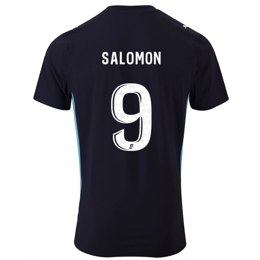 Danxen Børn Maeva Salomon #9 Sort Himmelblå Udebane Spillertrøjer 2025/26 Trøje T-Shirt