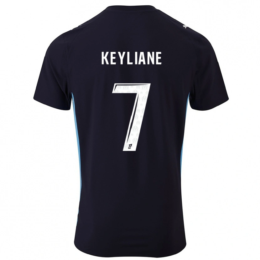 Danxen Børn Keyliane Abdallah #7 Sort Himmelblå Udebane Spillertrøjer 2025/26 Trøje T-Shirt