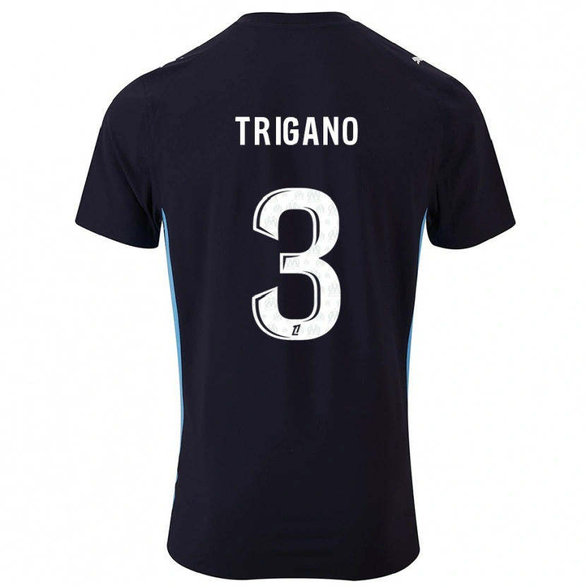 Danxen Børn Paolo Trigano #3 Sort Himmelblå Udebane Spillertrøjer 2025/26 Trøje T-Shirt