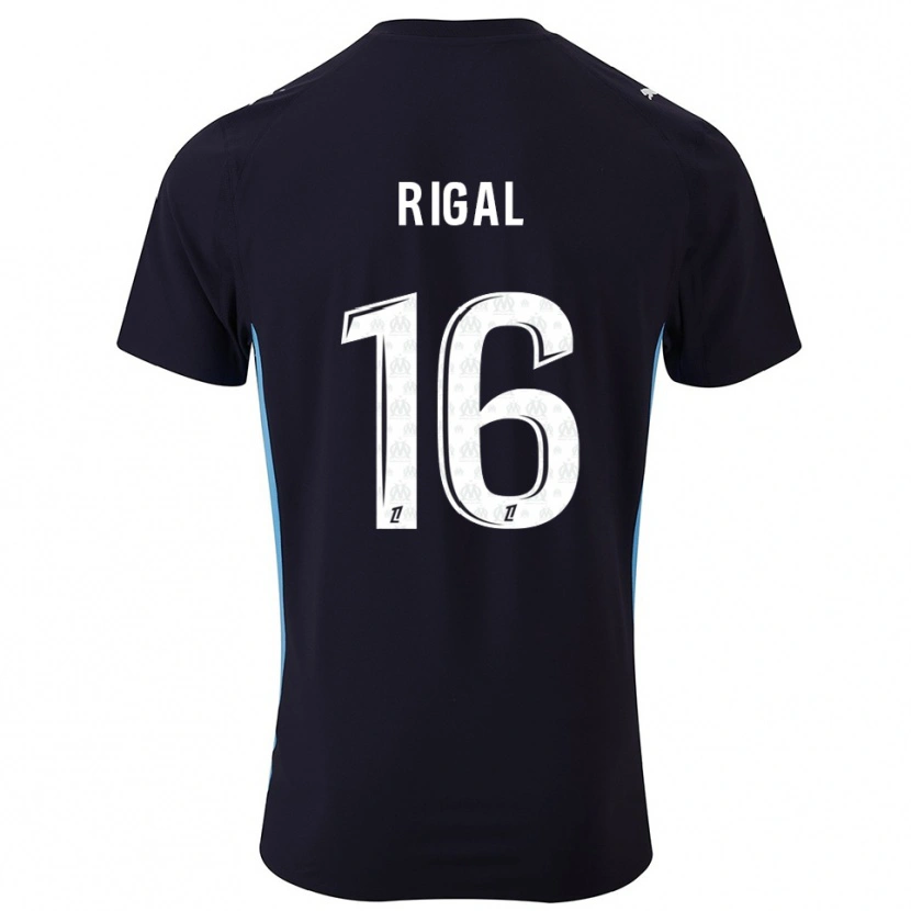 Danxen Børn Pablo Rigal #16 Sort Himmelblå Udebane Spillertrøjer 2025/26 Trøje T-Shirt