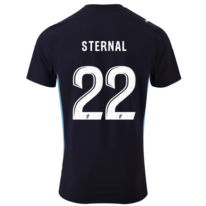 Danxen Børn Enzo Sternal #22 Sort Himmelblå Udebane Spillertrøjer 2025/26 Trøje T-Shirt