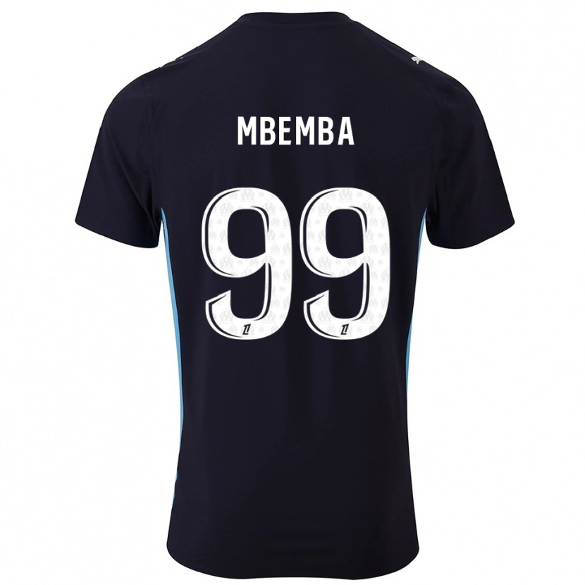 Danxen Børn Chancel Mbemba #99 Sort Himmelblå Udebane Spillertrøjer 2025/26 Trøje T-Shirt