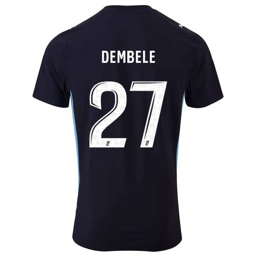 Danxen Børn Coumba Dembélé #27 Sort Himmelblå Udebane Spillertrøjer 2025/26 Trøje T-Shirt