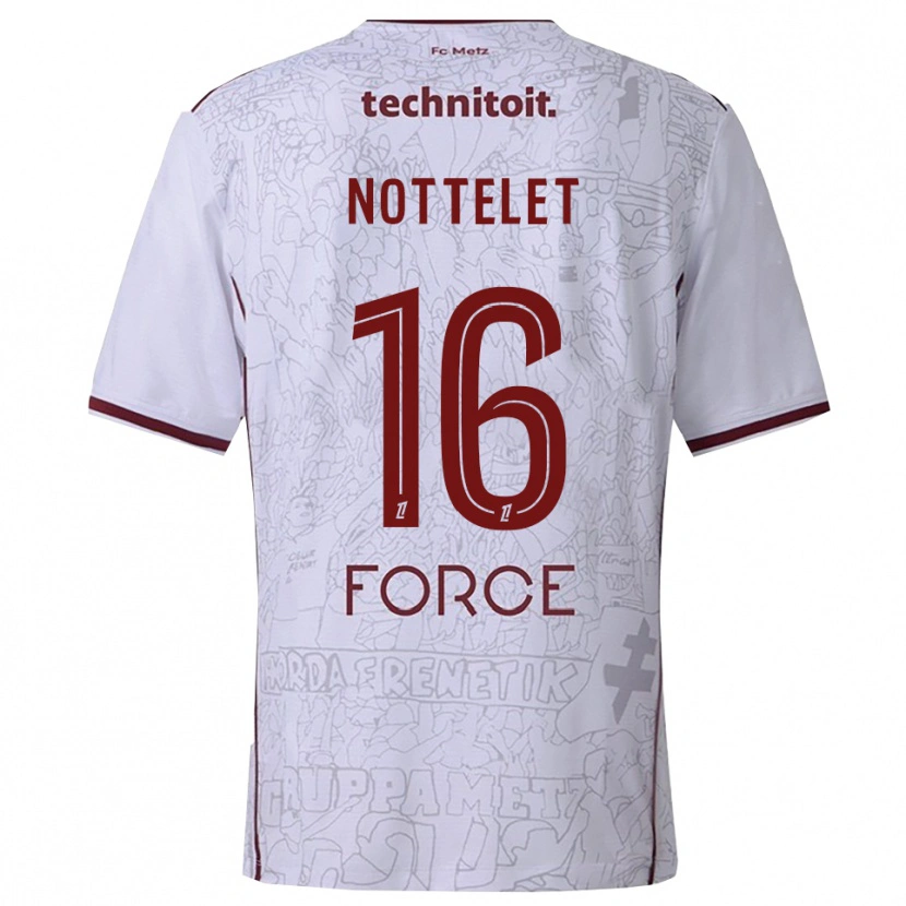 Danxen Børn Gillian Nottelet #16 Hvid Bordeaux Udebane Spillertrøjer 2025/26 Trøje T-Shirt