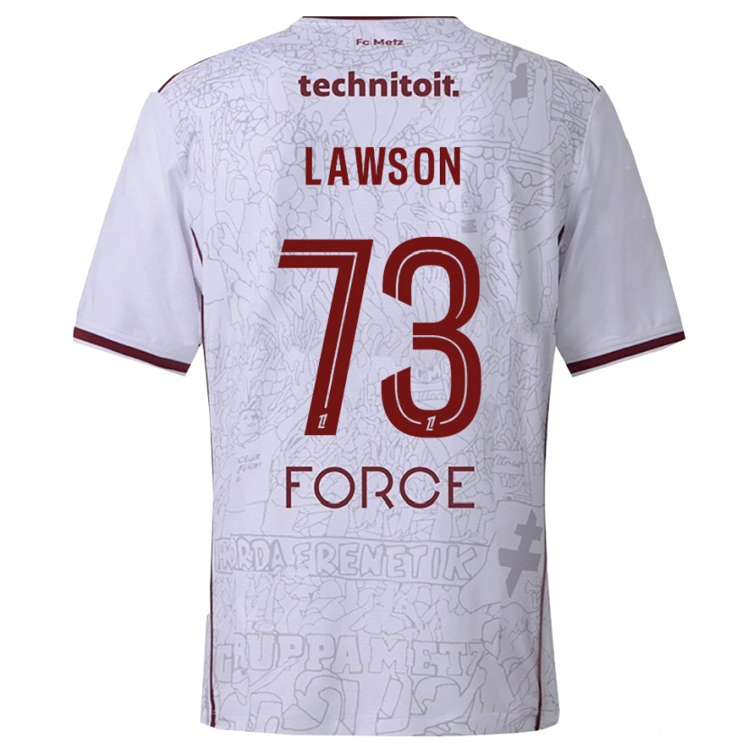 Danxen Børn Yannis Lawson #73 Hvid Bordeaux Udebane Spillertrøjer 2025/26 Trøje T-Shirt