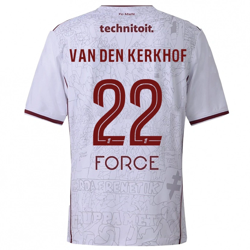 Danxen Børn Kevin Van Den Kerkhof #22 Hvid Bordeaux Udebane Spillertrøjer 2025/26 Trøje T-Shirt