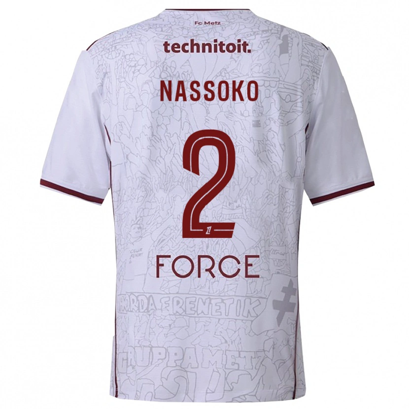 Danxen Børn Abdoulaye Nassoko #2 Hvid Bordeaux Udebane Spillertrøjer 2025/26 Trøje T-Shirt