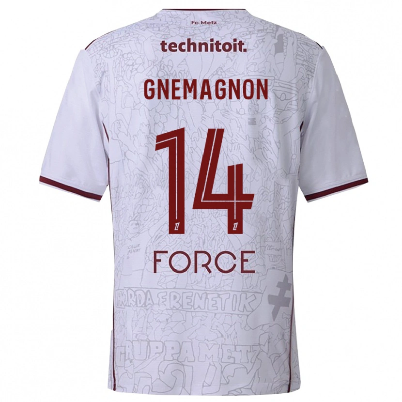 Danxen Børn Mahi Gnemagnon #14 Hvid Bordeaux Udebane Spillertrøjer 2025/26 Trøje T-Shirt