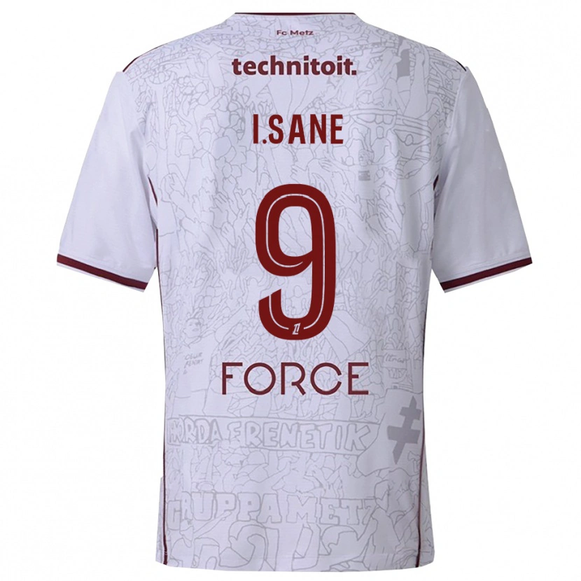 Danxen Børn Ibou Sané #9 Hvid Bordeaux Udebane Spillertrøjer 2025/26 Trøje T-Shirt