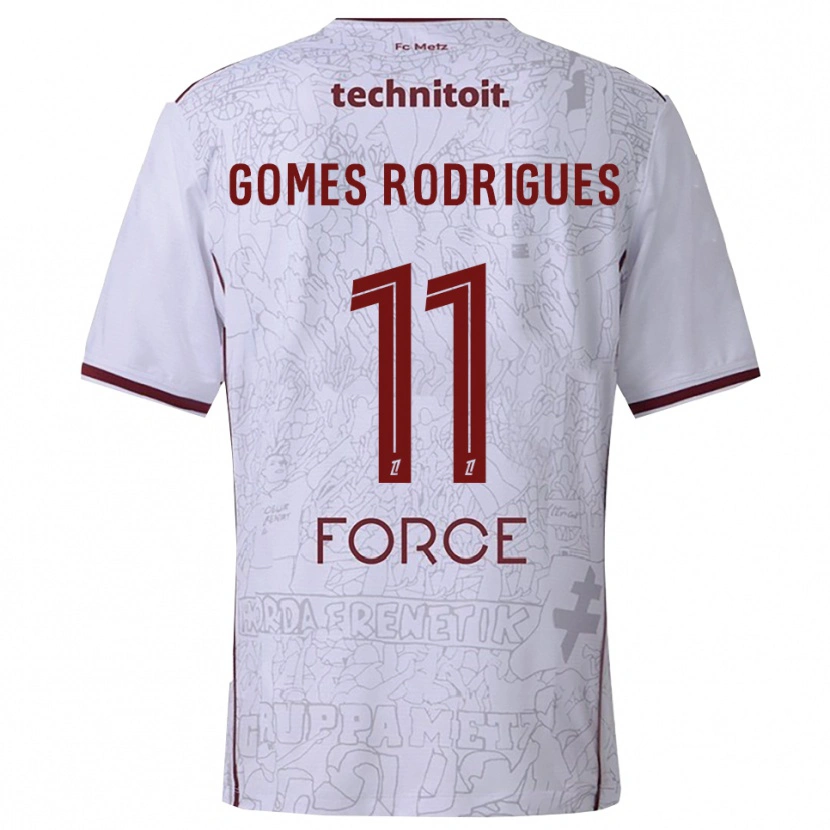 Danxen Børn Jess Gomes Rodrigues #11 Hvid Bordeaux Udebane Spillertrøjer 2025/26 Trøje T-Shirt