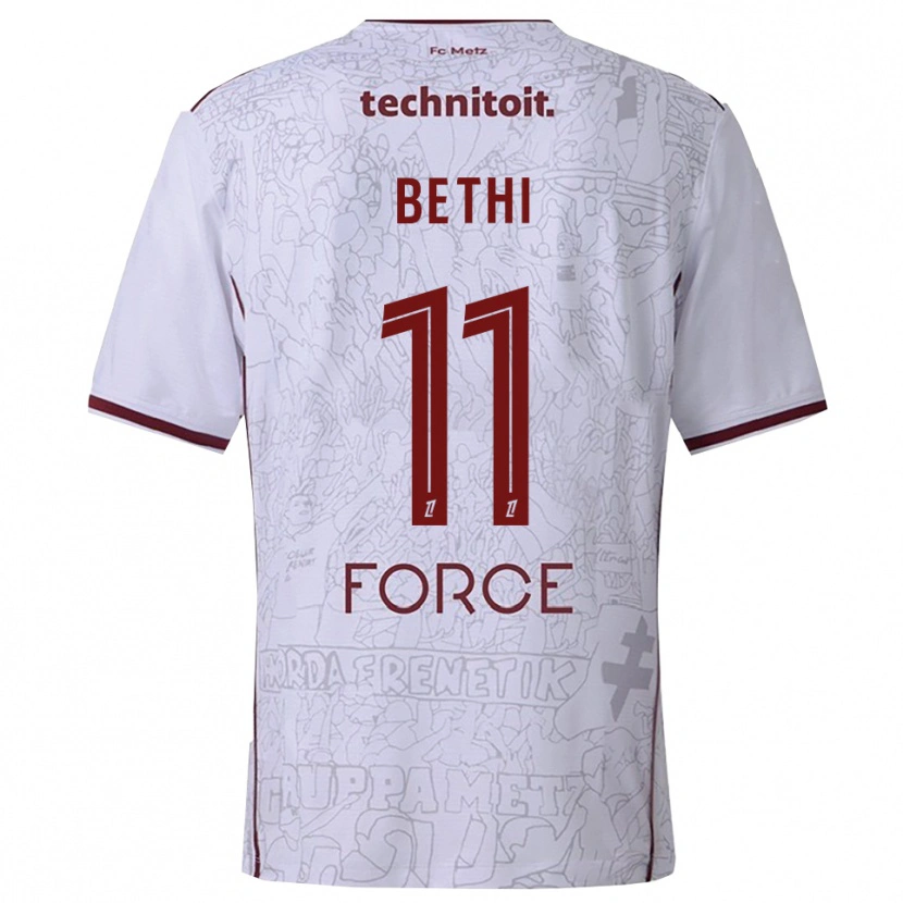 Danxen Børn Mélissa Bethi #11 Hvid Bordeaux Udebane Spillertrøjer 2025/26 Trøje T-Shirt