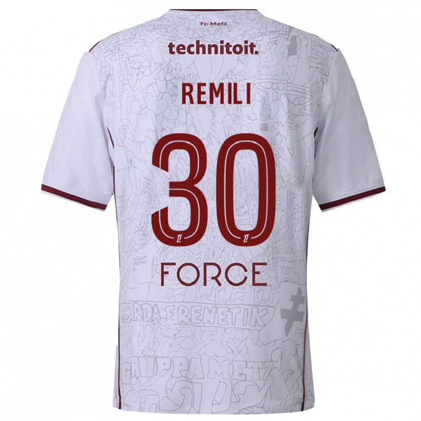 Danxen Børn Célia Remili #30 Hvid Bordeaux Udebane Spillertrøjer 2025/26 Trøje T-Shirt