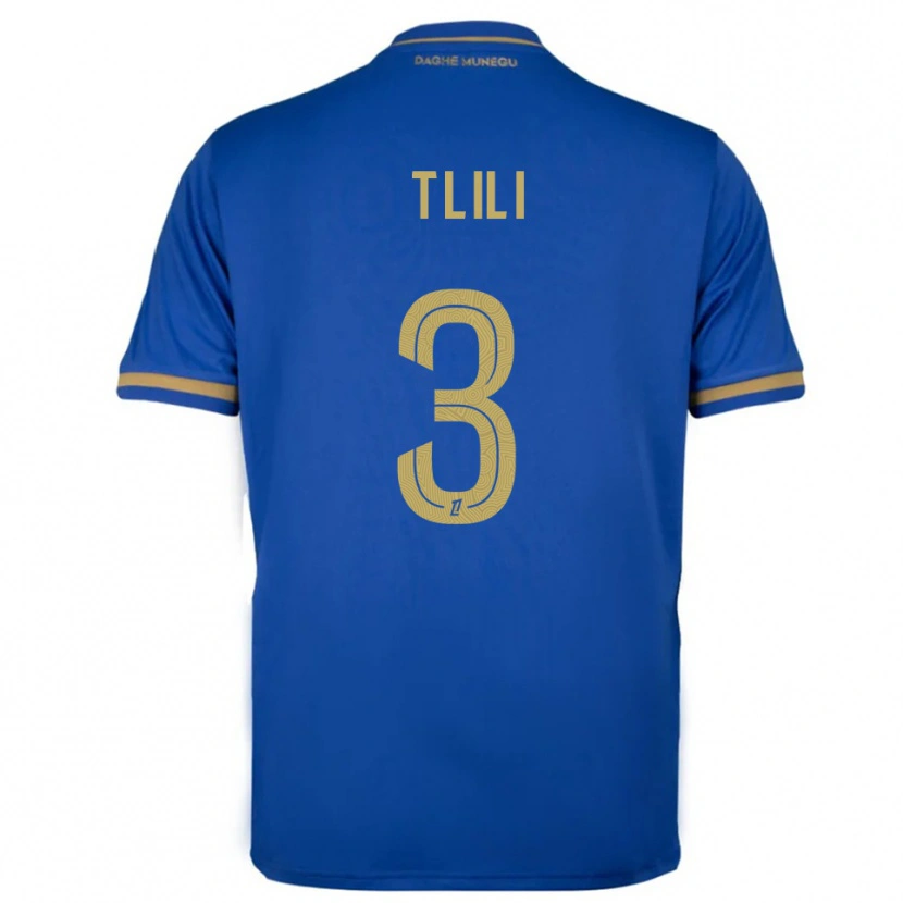 Danxen Børn Mehdi Tlili #3 Blå Guld Udebane Spillertrøjer 2025/26 Trøje T-Shirt