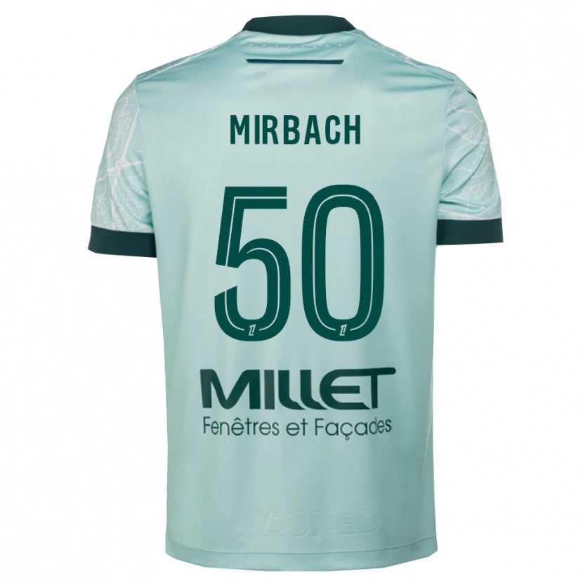 Danxen Børn Alexis Mirbach #50 Grøn Hvid Udebane Spillertrøjer 2025/26 Trøje T-Shirt