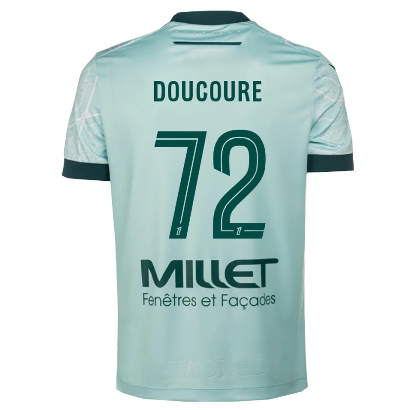 Danxen Børn Sékou Doucouré #72 Grøn Hvid Udebane Spillertrøjer 2025/26 Trøje T-Shirt