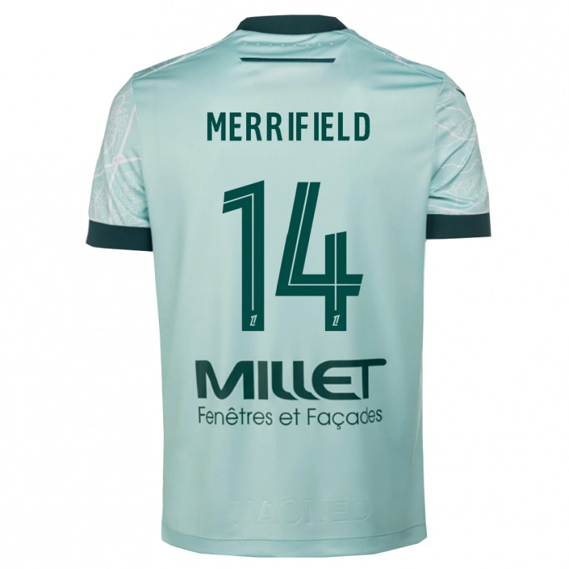 Danxen Børn Loan Merrifield #14 Grøn Hvid Udebane Spillertrøjer 2025/26 Trøje T-Shirt
