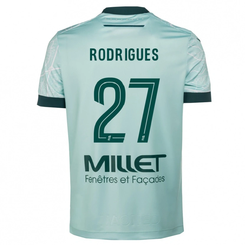 Danxen Børn Nelly Rodrigues #27 Grøn Hvid Udebane Spillertrøjer 2025/26 Trøje T-Shirt