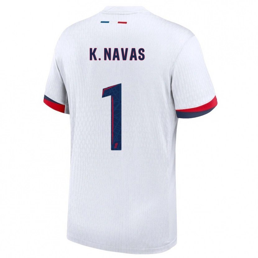 Danxen Børn Keylor Navas #1 Hvid Rød Udebane Spillertrøjer 2025/26 Trøje T-Shirt