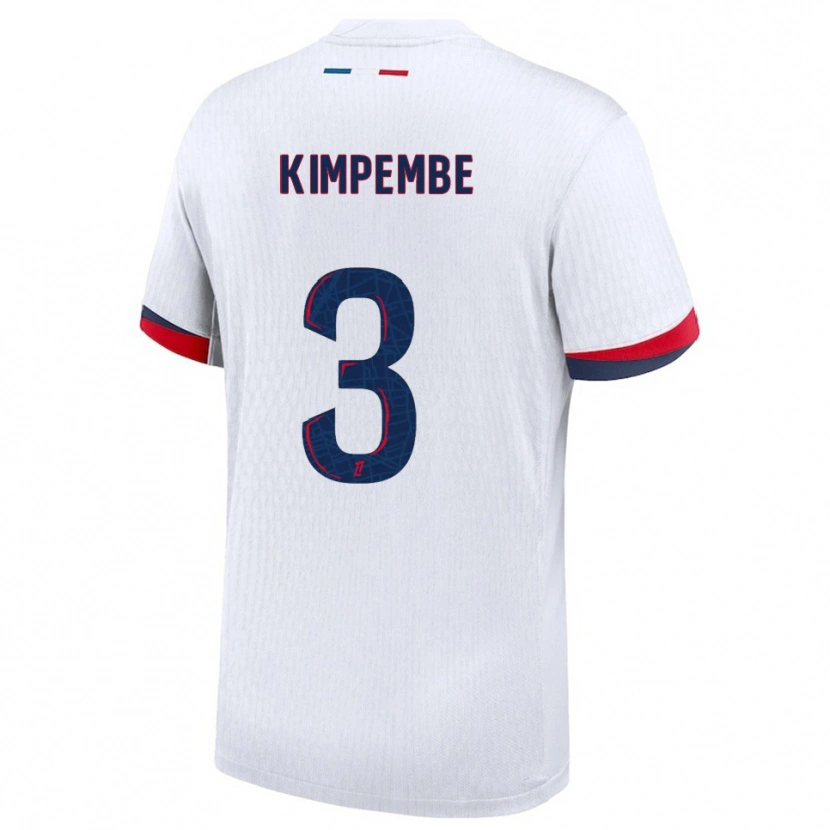 Danxen Børn Presnel Kimpembe #3 Hvid Rød Udebane Spillertrøjer 2025/26 Trøje T-Shirt