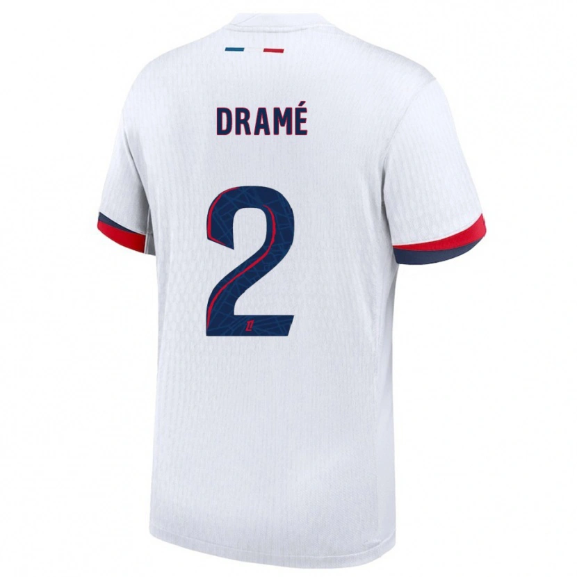 Danxen Børn Abdou Fanné-Dramé #2 Hvid Rød Udebane Spillertrøjer 2025/26 Trøje T-Shirt