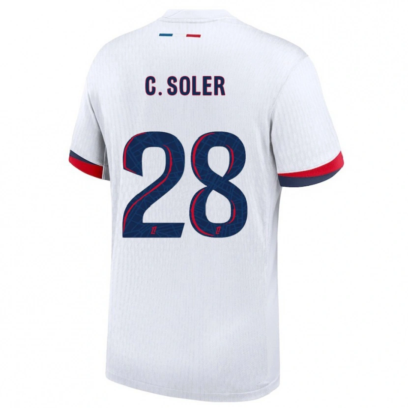 Danxen Børn Carlos Soler #28 Hvid Rød Udebane Spillertrøjer 2025/26 Trøje T-Shirt