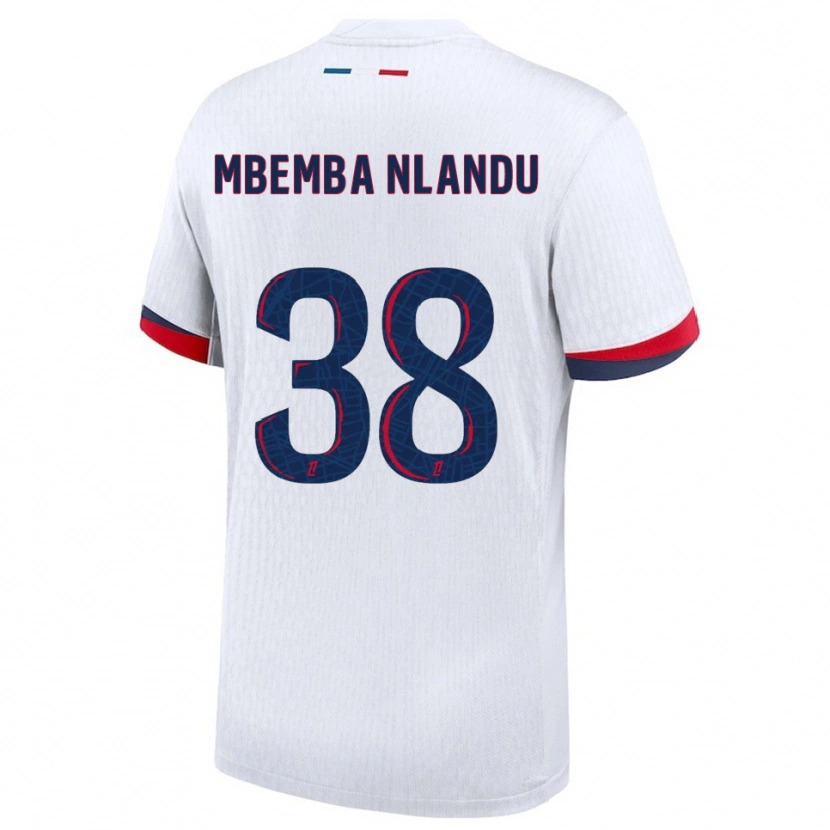Danxen Børn Emmanuel Mbemba #38 Hvid Rød Udebane Spillertrøjer 2025/26 Trøje T-Shirt