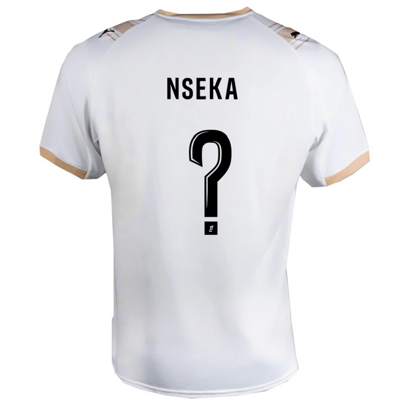 Danxen Børn Nelson Nseka #0 Hvid Sort Udebane Spillertrøjer 2025/26 Trøje T-Shirt