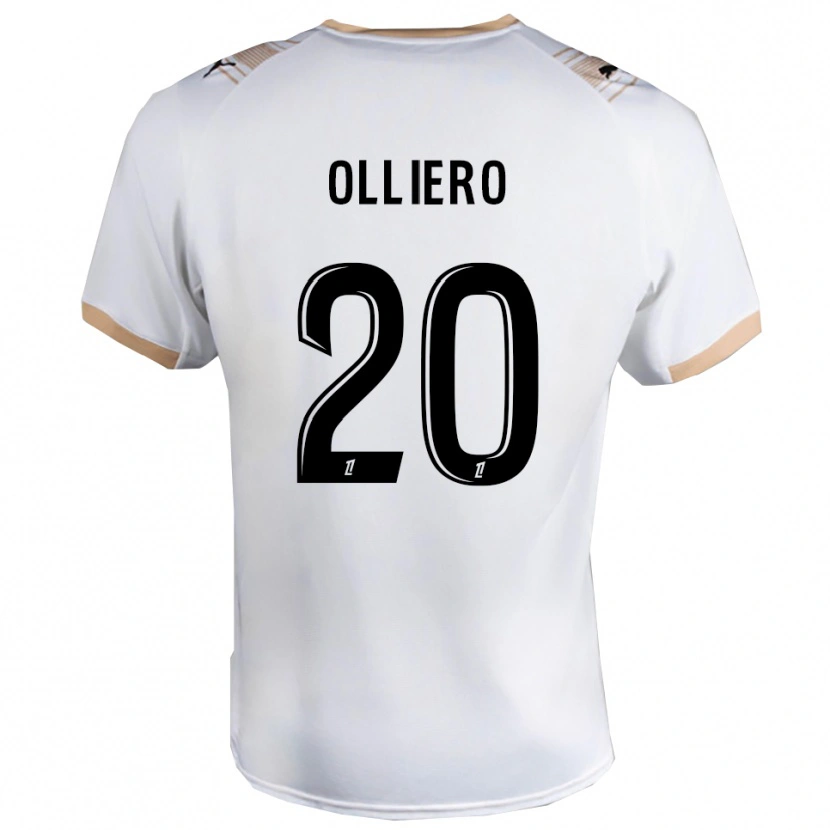 Danxen Børn Alexandre Olliero #20 Hvid Sort Udebane Spillertrøjer 2025/26 Trøje T-Shirt