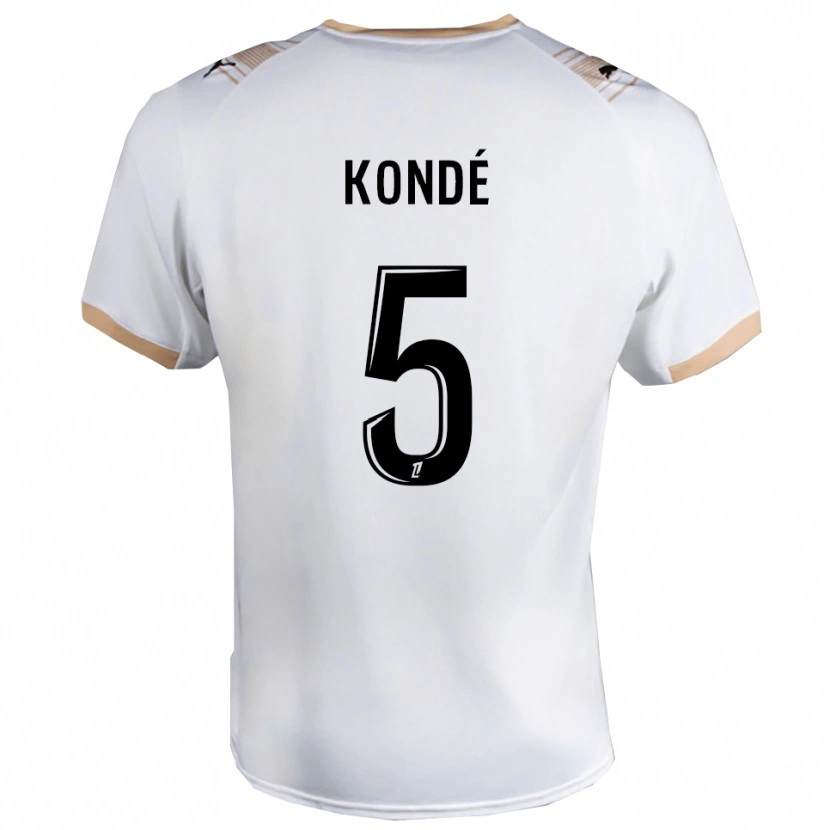 Danxen Børn Jean-Charles Kondé #5 Hvid Sort Udebane Spillertrøjer 2025/26 Trøje T-Shirt
