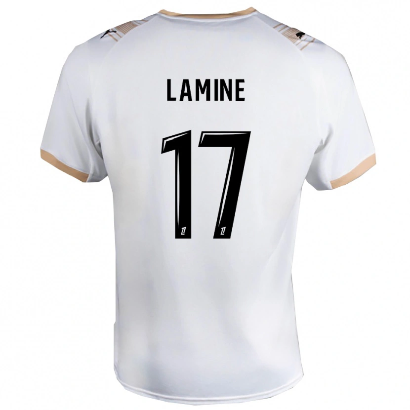 Danxen Børn Mana Lamine #17 Hvid Sort Udebane Spillertrøjer 2025/26 Trøje T-Shirt