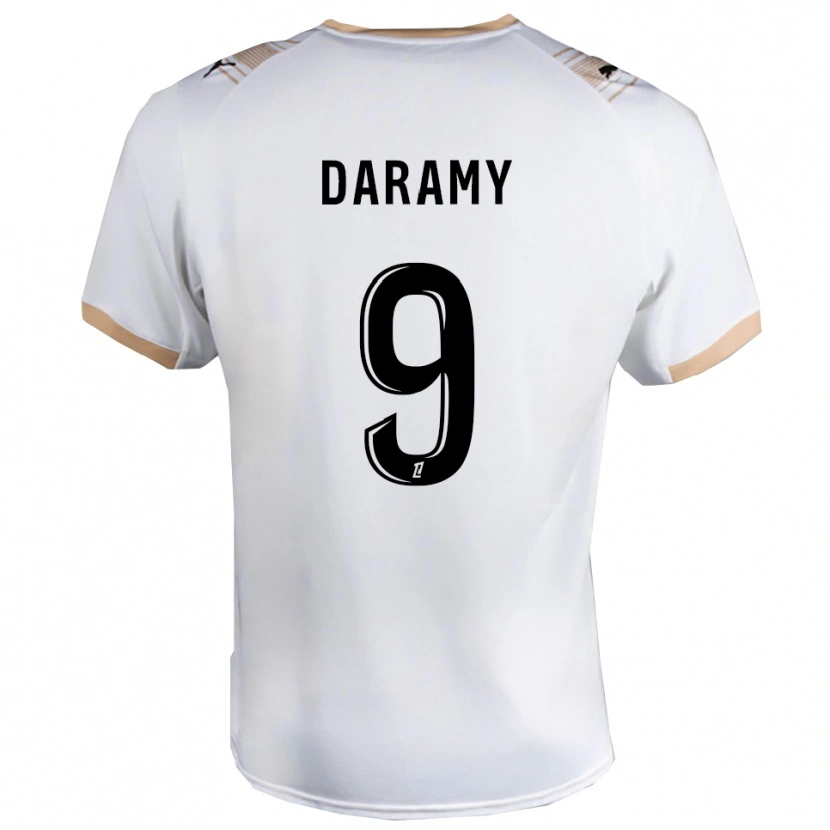 Danxen Børn Mohamed Daramy #9 Hvid Sort Udebane Spillertrøjer 2025/26 Trøje T-Shirt
