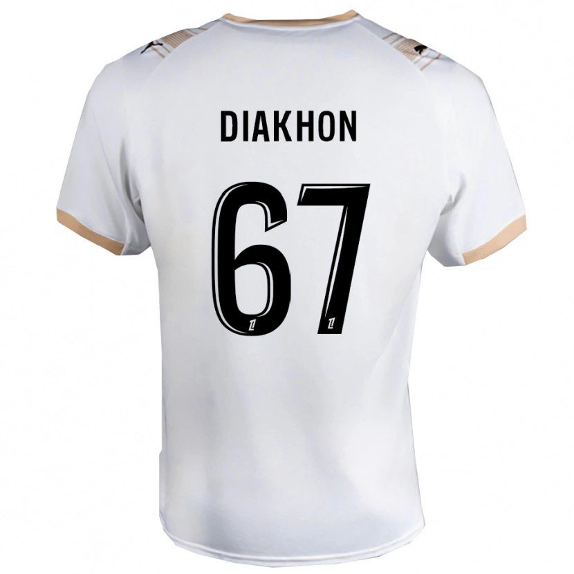 Danxen Børn Mamadou Diakhon #67 Hvid Sort Udebane Spillertrøjer 2025/26 Trøje T-Shirt