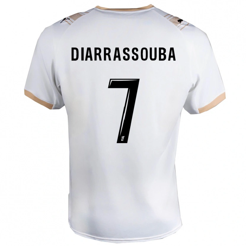 Danxen Børn Tidiane Diarrassouba #7 Hvid Sort Udebane Spillertrøjer 2025/26 Trøje T-Shirt