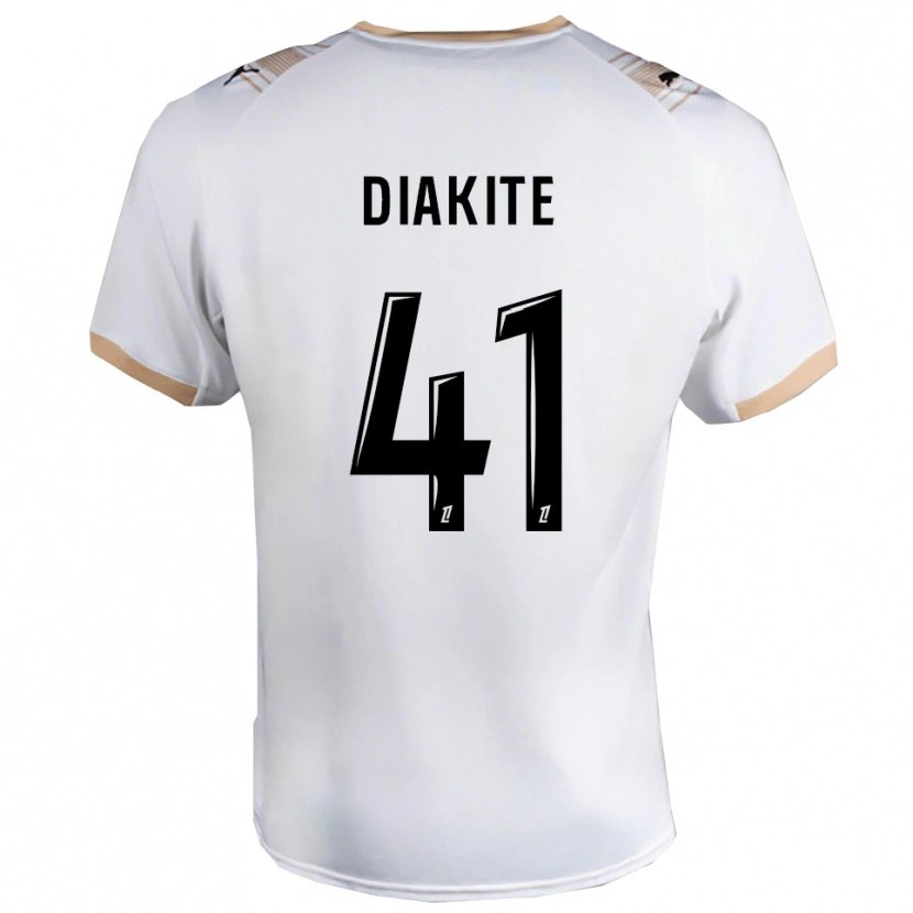 Danxen Børn Ibrahim Diakité #41 Hvid Sort Udebane Spillertrøjer 2025/26 Trøje T-Shirt