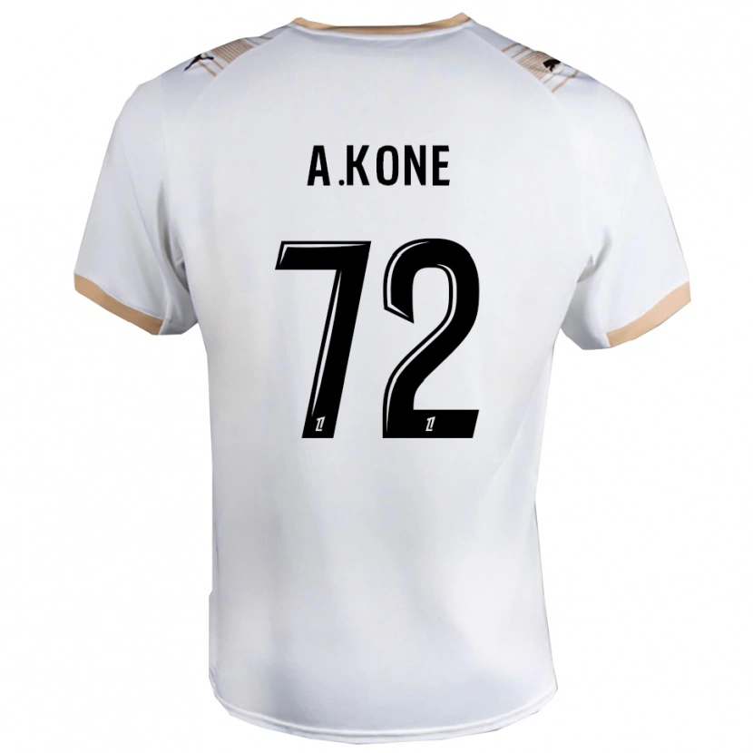 Danxen Børn Amadou Koné #72 Hvid Sort Udebane Spillertrøjer 2025/26 Trøje T-Shirt