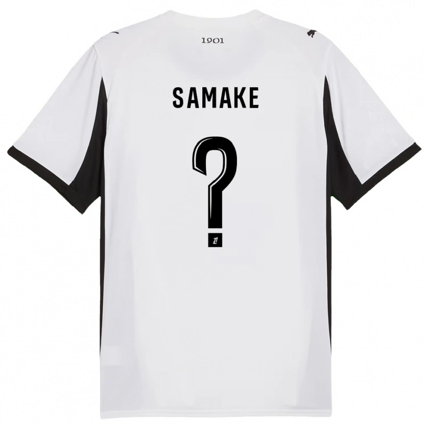 Danxen Børn Wilson Samaké #0 Hvid Sort Udebane Spillertrøjer 2025/26 Trøje T-Shirt