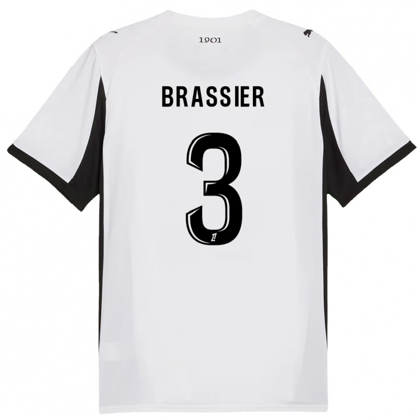 Danxen Børn Lilian Brassier #3 Hvid Sort Udebane Spillertrøjer 2025/26 Trøje T-Shirt