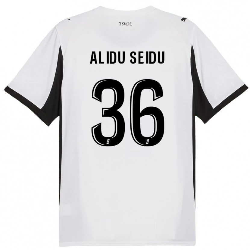 Danxen Børn Alidu Seidu #36 Hvid Sort Udebane Spillertrøjer 2025/26 Trøje T-Shirt