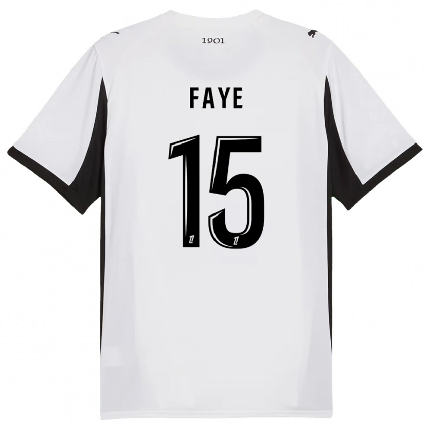 Danxen Børn Mikayil Faye #15 Hvid Sort Udebane Spillertrøjer 2025/26 Trøje T-Shirt