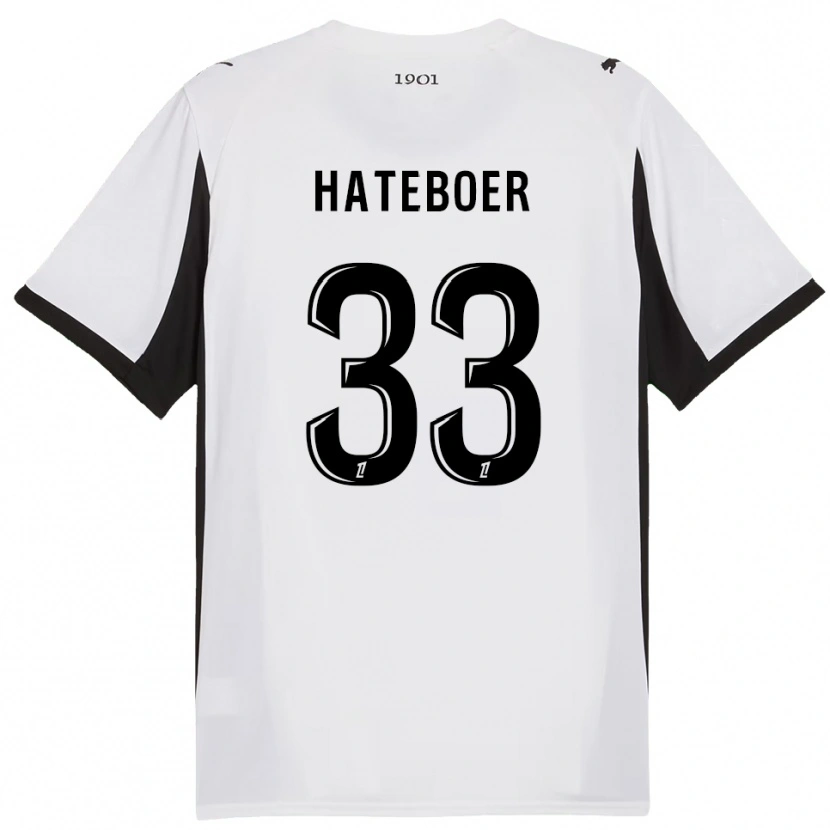 Danxen Børn Hans Hateboer #33 Hvid Sort Udebane Spillertrøjer 2025/26 Trøje T-Shirt