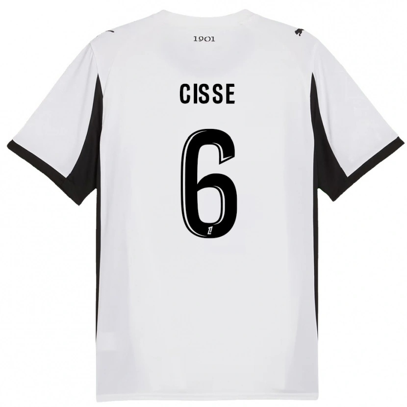 Danxen Børn Djaoui Cissé #6 Hvid Sort Udebane Spillertrøjer 2025/26 Trøje T-Shirt