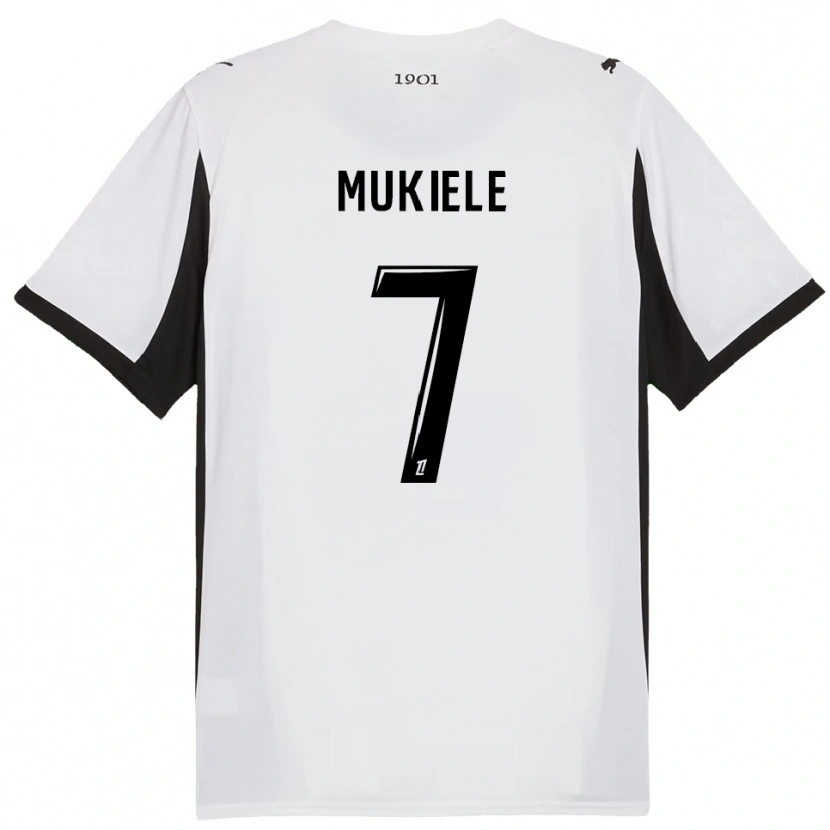 Danxen Børn Nordan Mukiele #7 Hvid Sort Udebane Spillertrøjer 2025/26 Trøje T-Shirt
