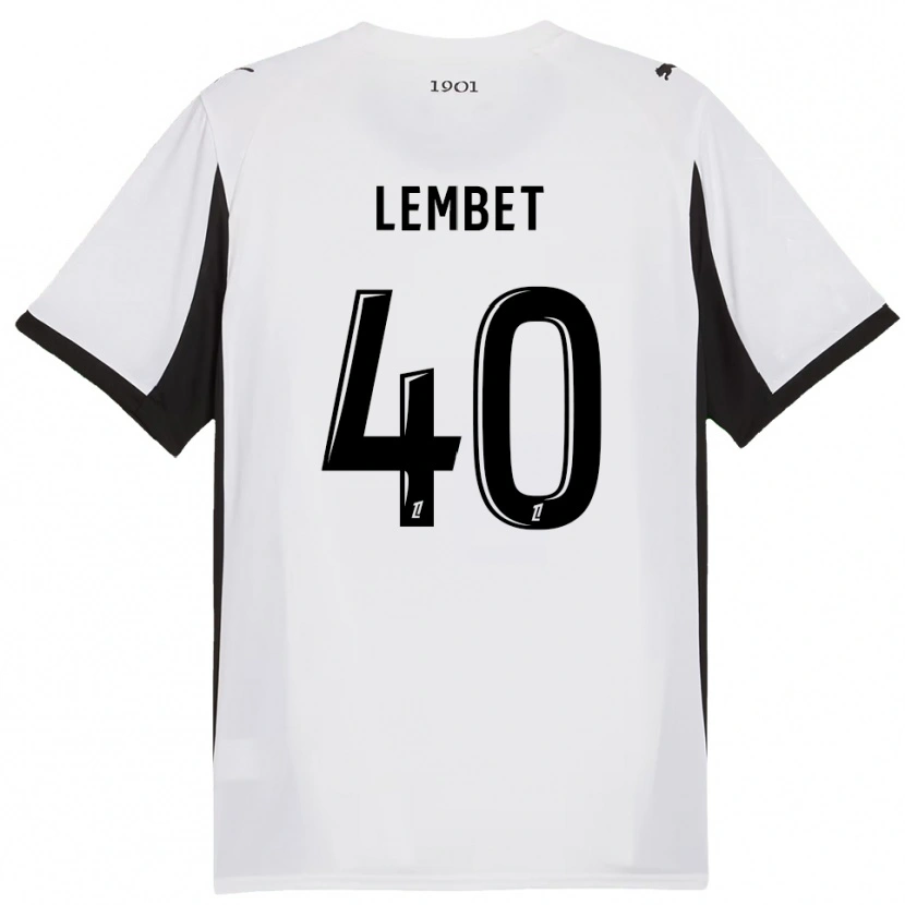 Danxen Børn Geoffrey Lembet #40 Hvid Sort Udebane Spillertrøjer 2025/26 Trøje T-Shirt