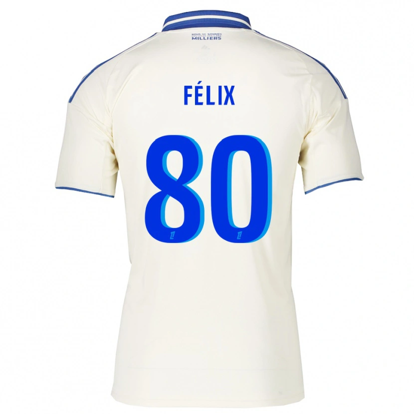 Danxen Børn Félix Lemaréchal #80 Champagne Blå Udebane Spillertrøjer 2025/26 Trøje T-Shirt