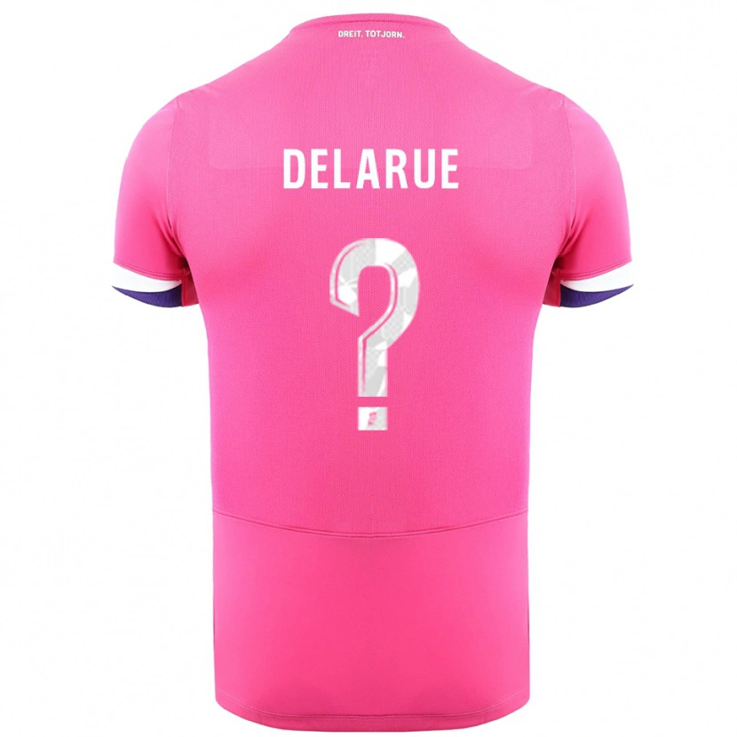Danxen Børn Steeve Delarue #0 Pink Hvid Udebane Spillertrøjer 2025/26 Trøje T-Shirt
