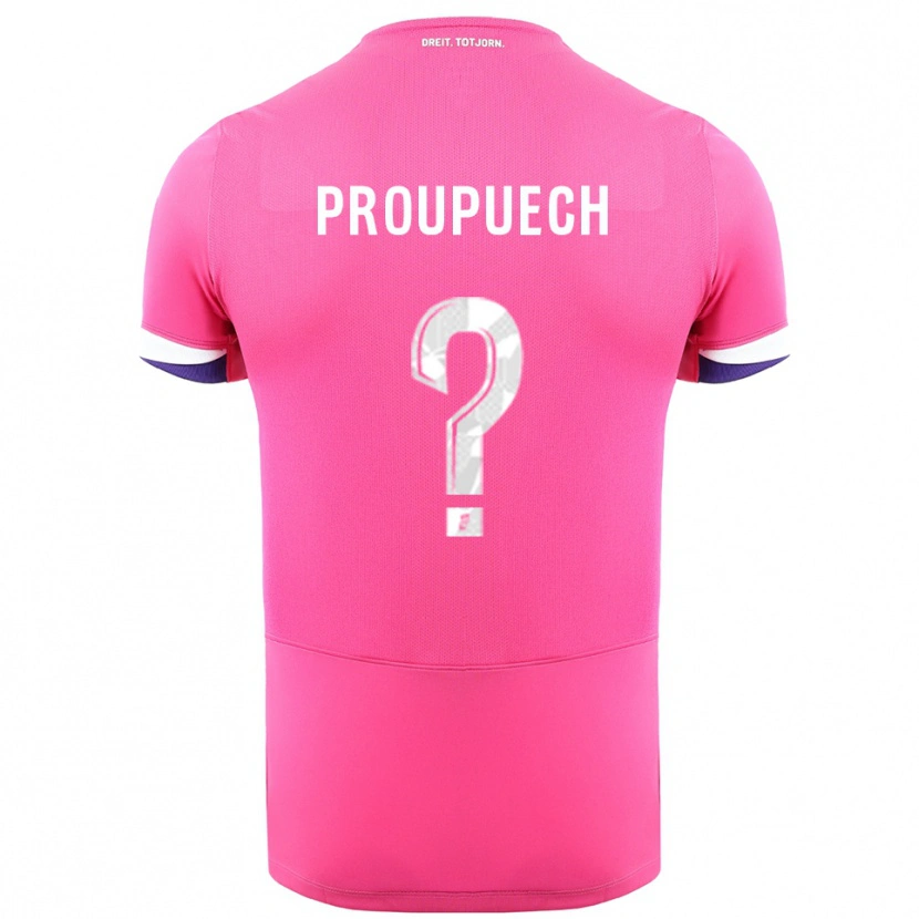 Danxen Børn Lucas Proupuech #0 Pink Hvid Udebane Spillertrøjer 2025/26 Trøje T-Shirt
