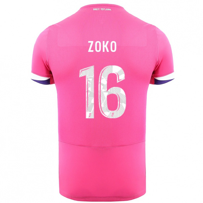 Danxen Børn Nathan Zoko #16 Pink Hvid Udebane Spillertrøjer 2025/26 Trøje T-Shirt